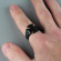 Черный мужской перстень из стали Spikes --R028K с крестом