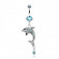 Украшение для пирсинга пупка PiercedFish NSX-7656 в форме дельфина с фианитами