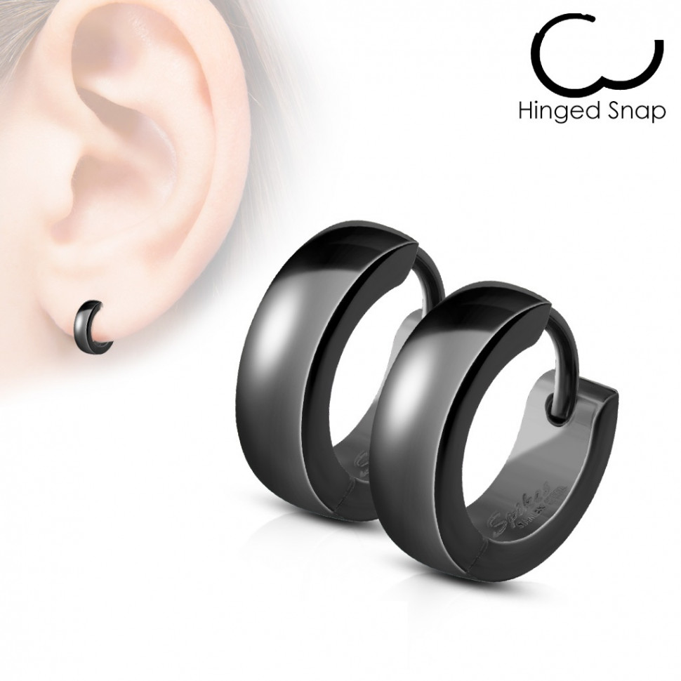 Серьги-кольца из стали Spikes SE2003-K черные Серьги-кольца из стали Spikes SE2003-K черные