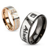 Кольцо из стали Spikes R-M2995 с надписью "Always together"