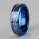 Кольцо из карбида вольфрама синее Lonti RTG-0031 с орнаментом "Кельтский дракон" (оттенок металл)