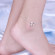Браслет анклет на ногу SPA-XP-2299 цепочка с серебряным покрытием, подвеской цветком с фианитом